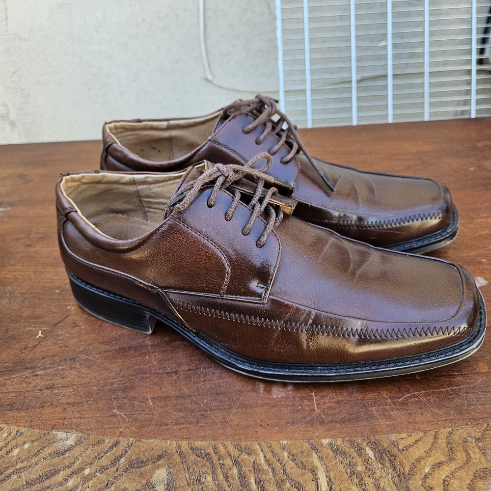 Miko Lotti Men's Brown Leather Dress Shoes Size 9